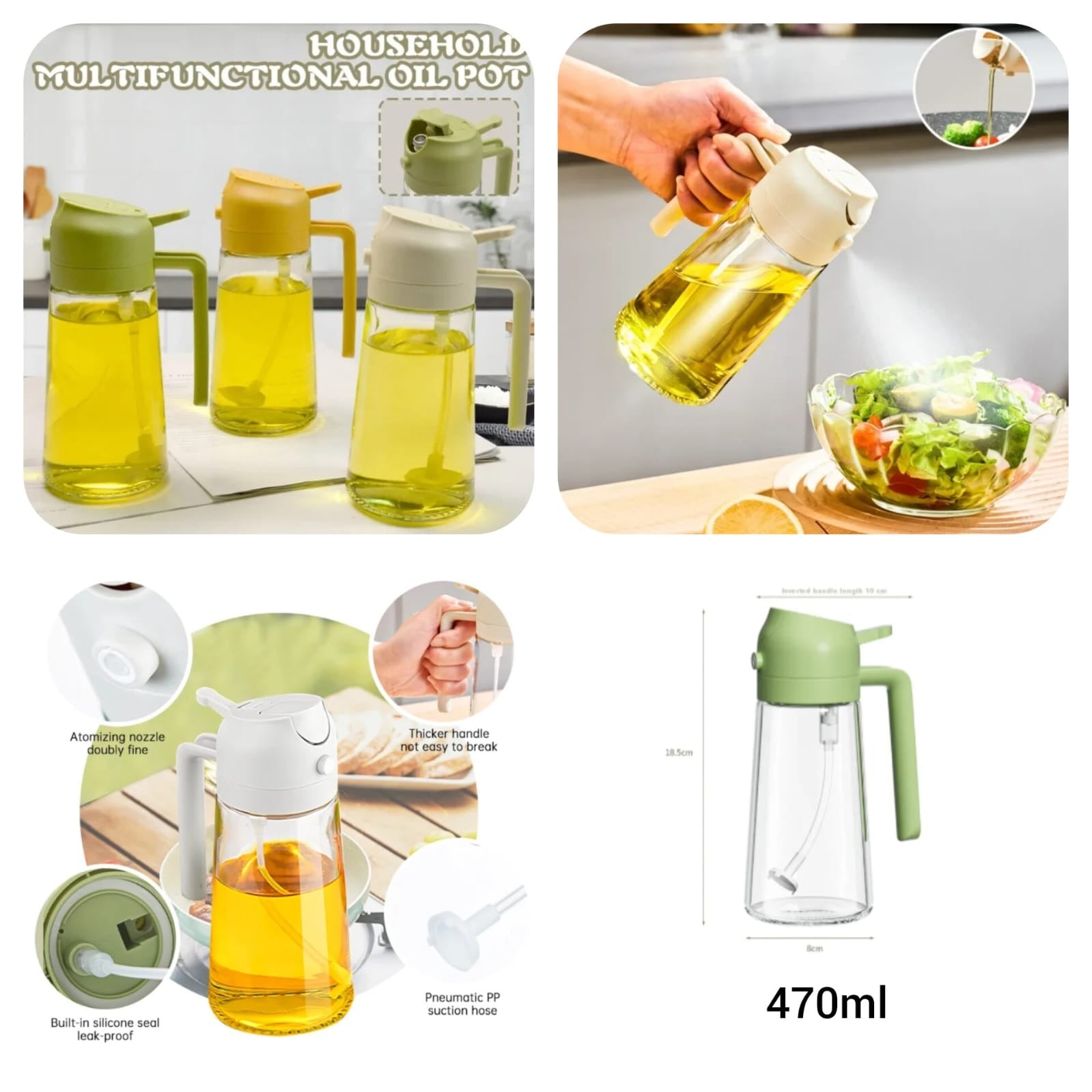 Oil Spray Bottle – Refillable Oil Dispenser for Cooking, Air Fryer & BBQ