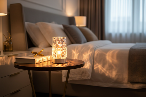 Crystal LED Lamp in Luxury Bedroom Setting